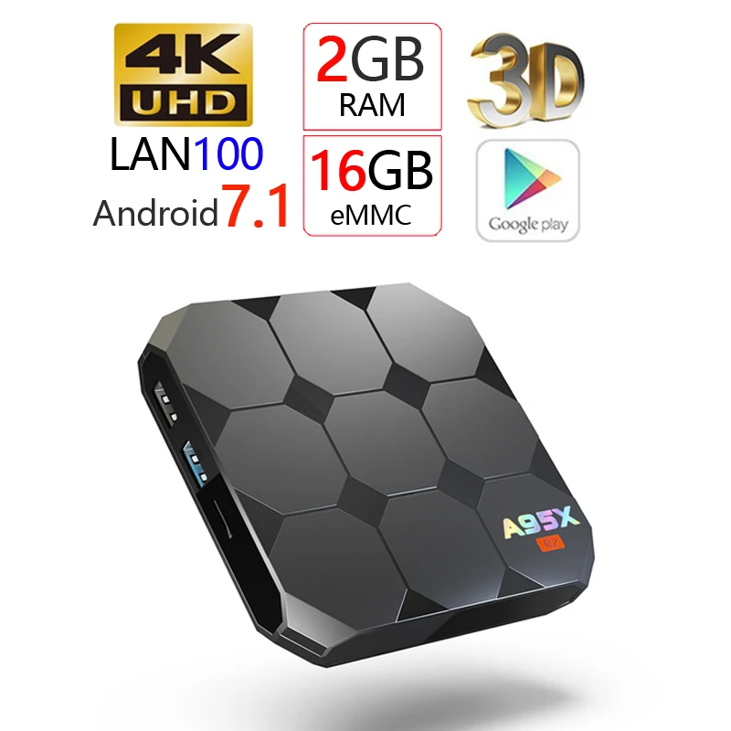 

goodcee A95X R2 Android 7.1 Smart TV Box Wireless WIFI TV Box 4K ultra HD Amlogic S905W Wifi 2G 16G 3D Set Top Box Andorid H96