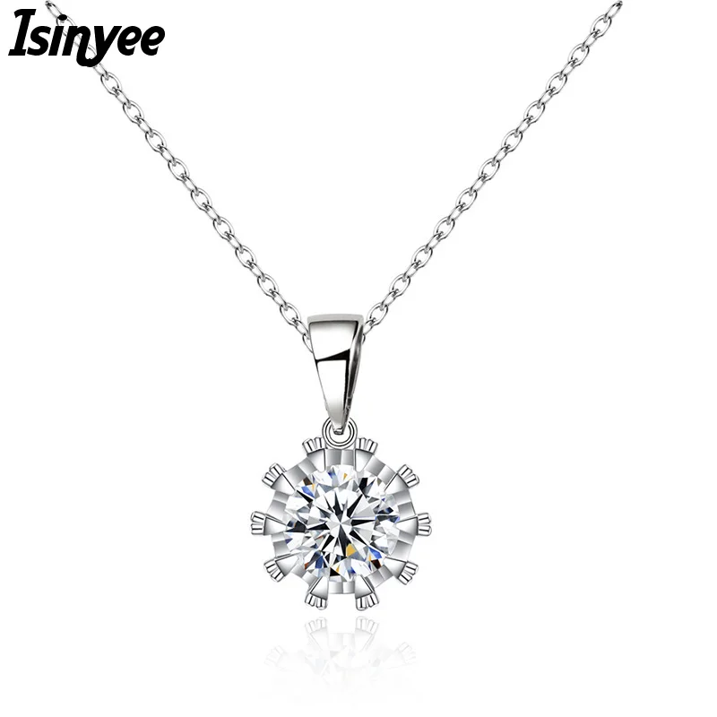 ISINYEE Moda Coroa CZ Cúbicos de Zircônia Colar de Pingente de Cadeia Para Mulheres Elegantes Meninas Partido Jóias Ouro Prata Cristal Verão