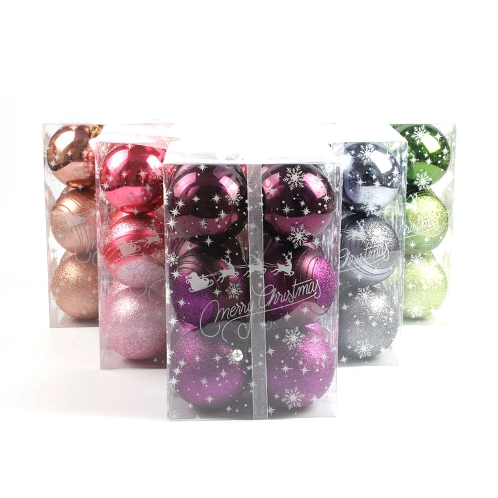 12Pcs 6cm Christmas Tree Ball Baubles Christmas Party Ornament For Festival Party Supplies Home Decoration Gifts 5 Colors