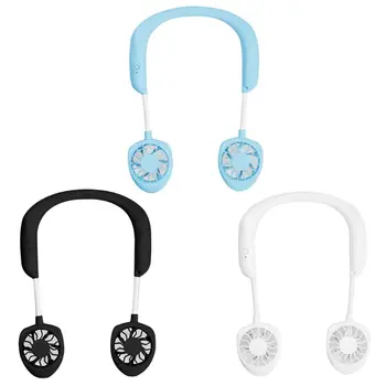 

Mini Portable USB Rechargeable Hand Free Neckband Style Dual Cooling Lazy Fan for Student Home School Office Use Supplies