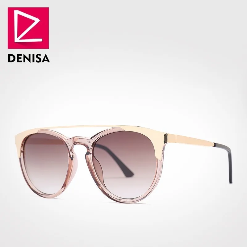 DENISA/Роскошные брендовые дизайнерские женские солнцезащитные очки с кошачьим глазом, новые высококачественные женские солнцезащитные очки, винтажные очки, UV400 G2002 - Цвет линз: Brown Sunglasses