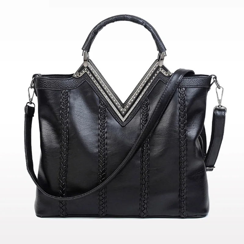 New Design V Shape Handbags Diamond Fashion Handbag Knitted Casual Messenger Bag Shoulder Strap Book Bag