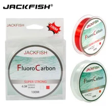 JACKFISH 100M Fluorocarbon font b Fishing b font Line red clear two colors 4 32LB Carbon