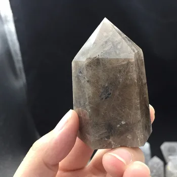 

123g Natural Clear gold hair Rutilated Quartz Crystal Polished Healing Point Wands Stones and Crystals