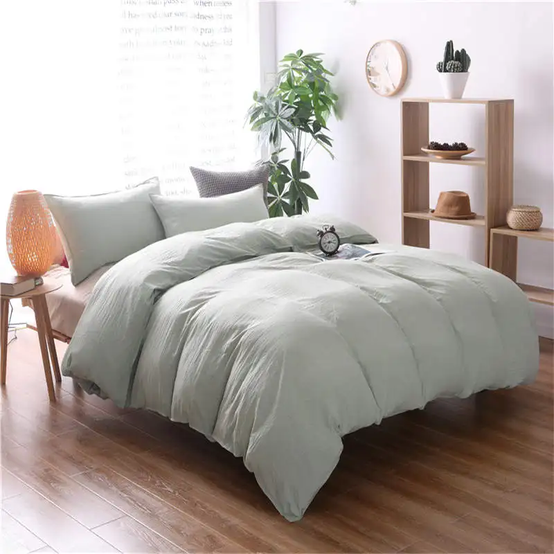 

Bedding set Comforter Queen King size Ropa de cama Duvet cover Pillowcase Washed cotton Pure color Soft Pink -XHS0006