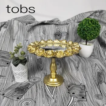 

Gold Crystal cake stand set Electroplating gold rose mirror face wedding