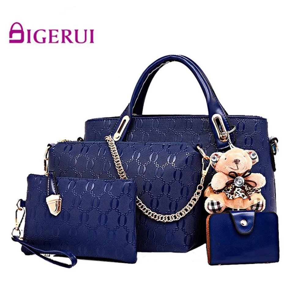 

DIGERUI Women Bag Top-Handle Bags Female Famous Brand 2018 Women Girls Messenger Bags Handbag 4 Set PU Leather Composite Bag