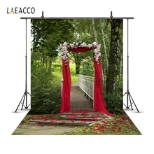 Laeacco свадебный фон цветок Венок Дверь занавес деревянный мост прохода открытый сцена фотографии фонов для фотостудии