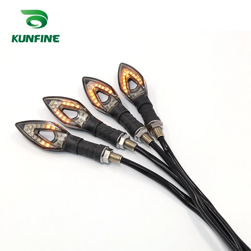 KUNFINE 4PCS Universal Motorcycle LED Turn Signal Indicators light Blinkers Flexible Bendable Amber Light 3 (3)