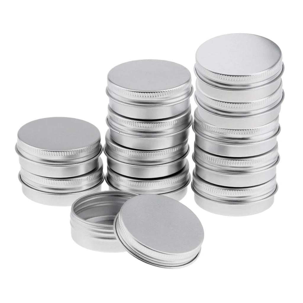 30ml Empty Aluminium Cosmetic Pot Jar Tin Container Box Screw Lid Can Bottle Case Craft Lot - Silver Colors (12 Pack)