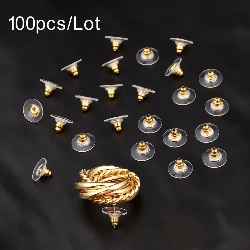 

100pcs/lot Alloy Plastic Earring Backs Stoppers Earnuts Stud Earring Stopper Back Plugs DIY Jewelry Findings Accessories Making
