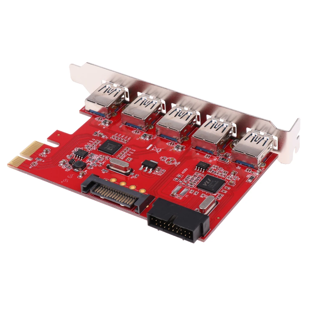 5 Ports PCI-E PCI Express Card to USB 3.0 19 Pin Connector Adapter