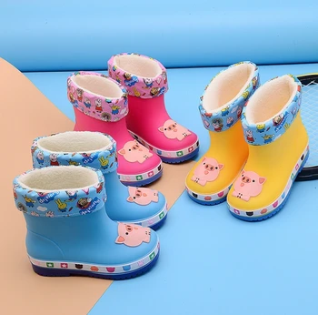 

MXHY children boots New Fashion Children's Shoes PVC Rubber Kids Baby Cartoon Shoes Children's Water Shoes Waterproof Rain Boots