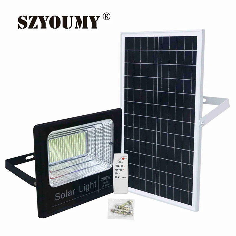 SZYOUMY 200 W Мощный Солнечный свет фотоэлектрический контроль освещения/пульт дистанционного управления 13600 люмен прожектор на солнечных батареях водонепроницаемый IP66