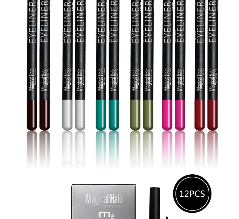 12ColorsSet Waterproof Eye Liner Pencil Brand New Professional Long Lasting Eyeliner Eye Shadow Makeup Beauty Pen Tools (12)