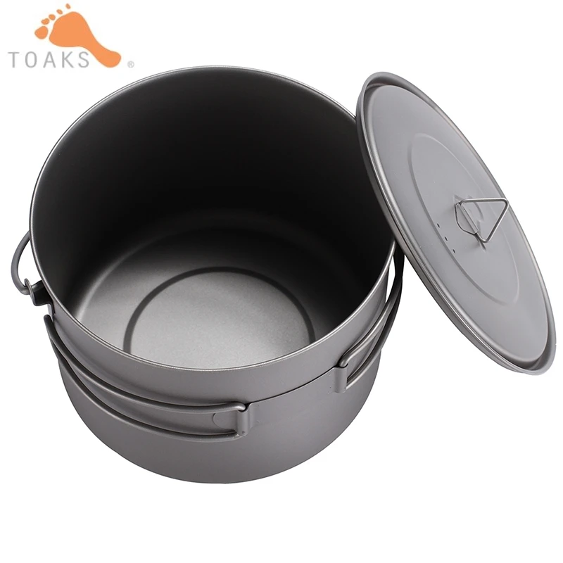TOAKS colgar Pot Camping al aire libre de utensilios de cocina de Picnic olla ultraligero de titanio olla con tapas y plegable 1600 ml POT-1600-BH