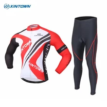 Xintown Открытый Командные мужские Костюмы комплект Ропа Ciclismo MTB велосипеда Велосипедный Спорт Велоспорт с длинным рукавом Джерси комбинезон Костюмы
