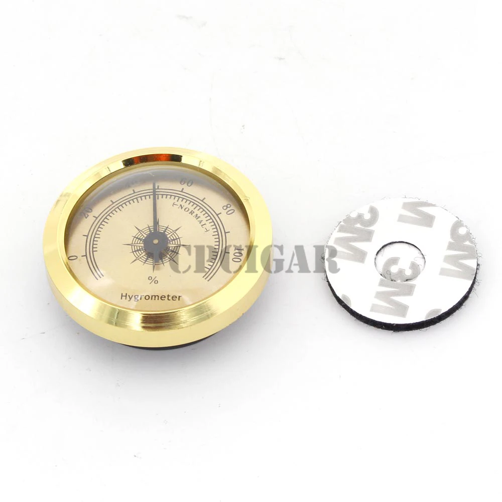 GALINER Accurate Round Gold Hygrometer Delicate Cigar Hygrometer
