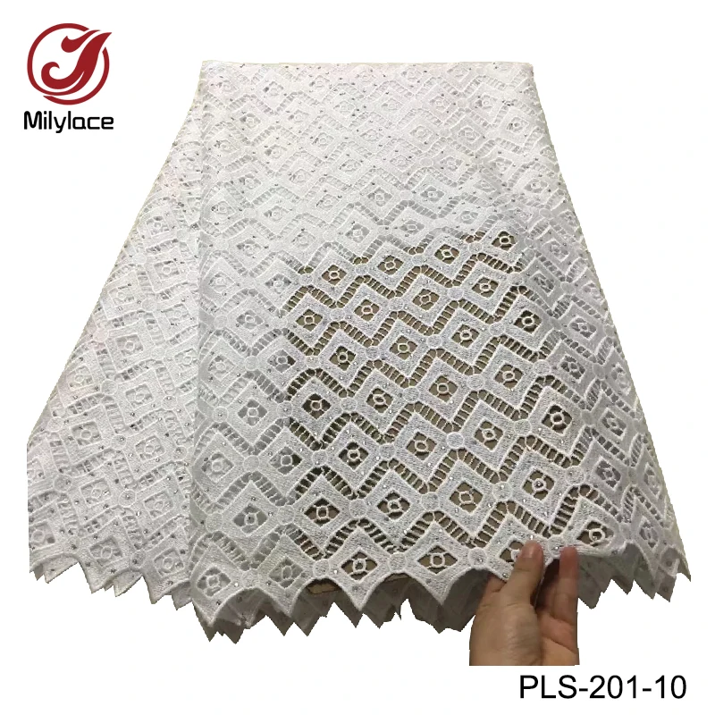 

Hot sale lace fabric 5 yards per lot african lace fabric water soluble nigerian embroidery lace fabric black lace PLS-201