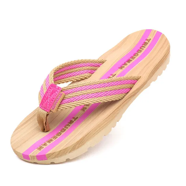 New Arrival Wood Grain Design Women's And Men's Summer Non Slip Sandals Outdoor & Indoor Flip-flops Beach Shower Slippers Shoes (2)