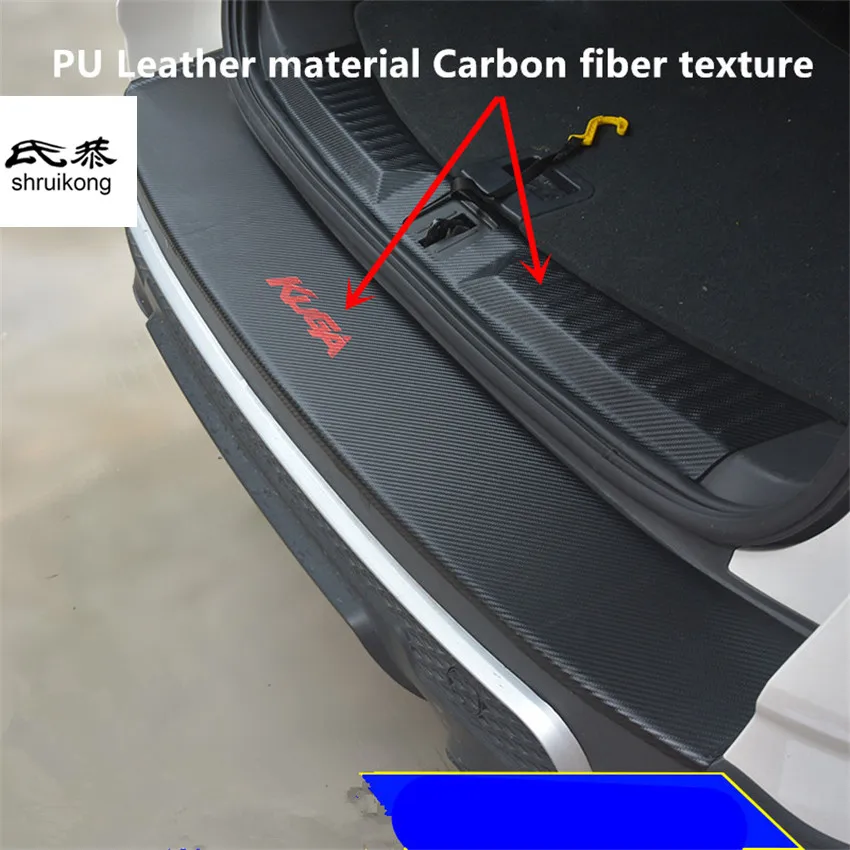 1pc car sticker carbon fiber texture PU leather trunk door sill decorative cover for 2013 2014