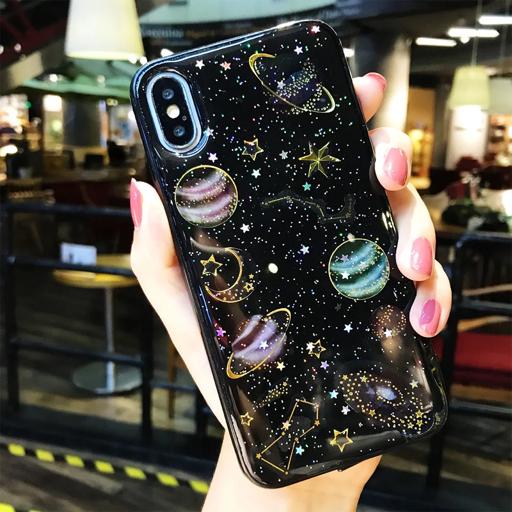 Soft Accessories Cellphone Protective Sleeve Mobile Phone Case Glitter Powder Pattern TPU Shockproof For IPhoneX 7 8 7Plus 8plus