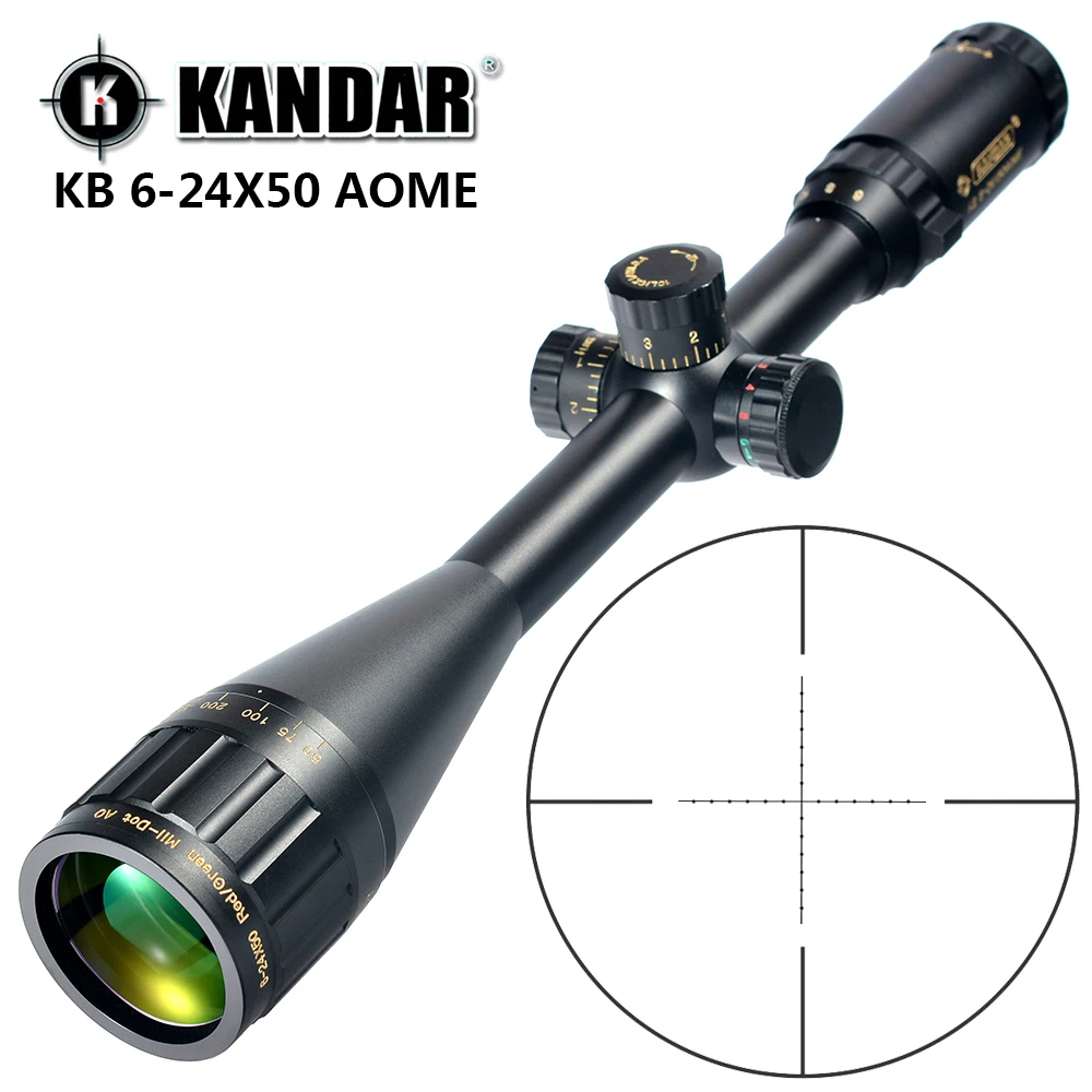 KANDAR Gold Edition 6 24x50 AOME Стеклярус с гравировкой Mil dot фиксирующий прицел Охотничья