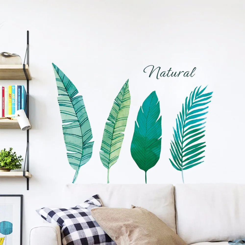 

Green Leaves Wall Stickers for Kids room Living room Bedroom Kitchen Decor Removable Decals Art Murals Vinyl DIY Wall Poster