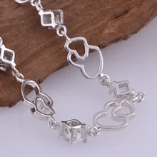 Хороший Pltinum покрытие дизайн сердечко любовь браслет для женщин, Мозаика Белый/Фиолетовый Кристалл Экспресс Любовь ювелирные изделия