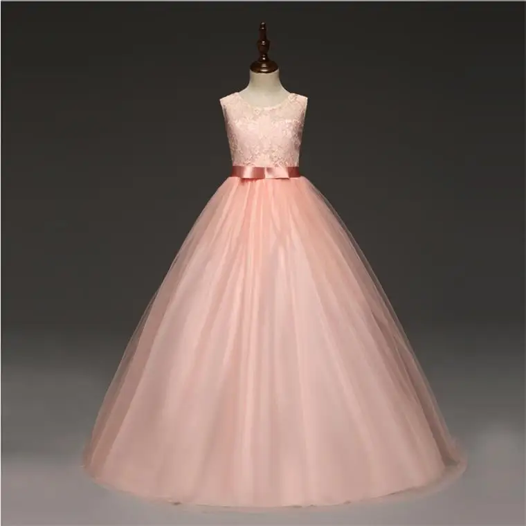 От 5 до 14 лет, Детские платья для девочек, кружевное Элегантное свадебное платье, платье для первого причастия, платье принцессы для торжественных мероприятий - Цвет: Pink