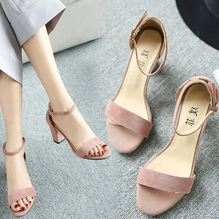 

2019 new thin women's shoes with a pair of sandals female summer high heel thick with small size 33 34 large size 40