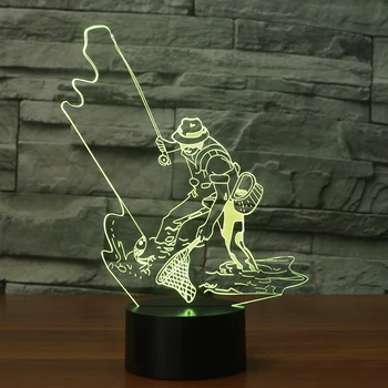 

LED colorful nightlight fishing design 7 changing colors touch switch with USB cable as home decoration holiday gift