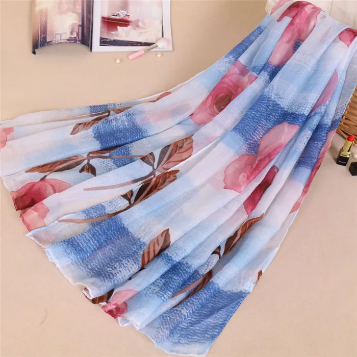 Красивый вискозный хиджаб Дамский платок с цветочным принтом модный шарф