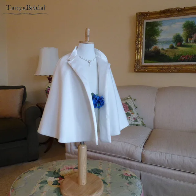 Disc Flower Girl Bridal Cape Wedding Flowergirl First Communion Cape Short Girls Cloak Satin Custom Made   DJ027