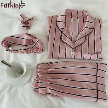 

Summer Pijama 2019 New Fashion Women Pajamas Turn-down Collar Sleepwear Two Piece Set Shorts Striped Casual Pajama Set