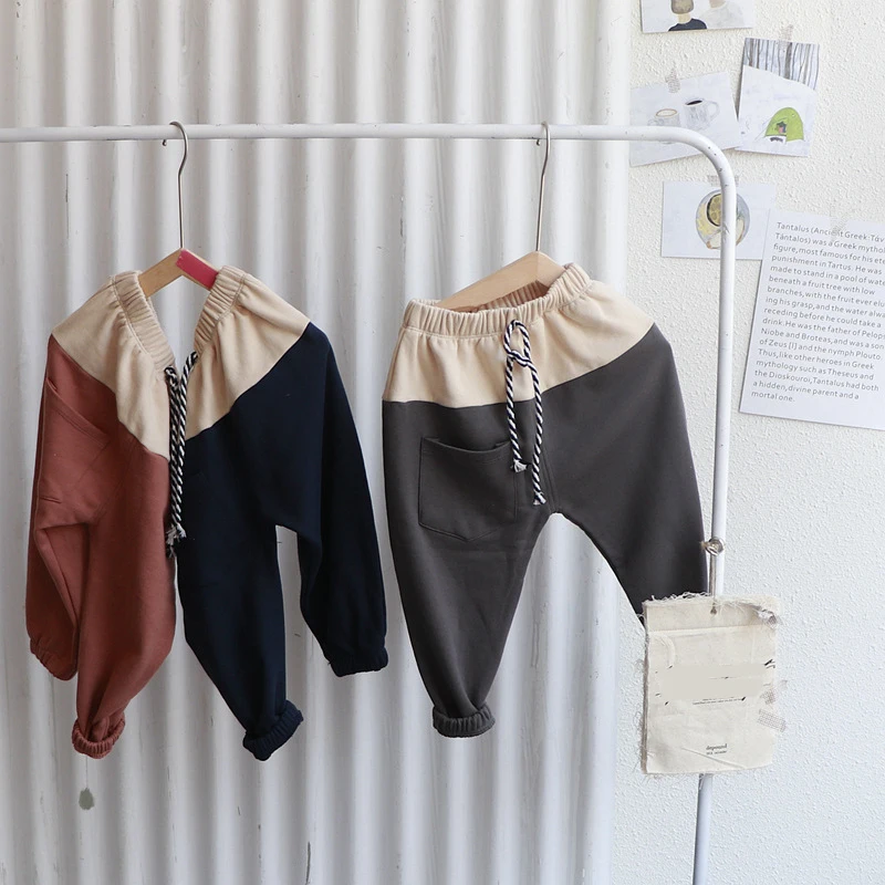 

Children Spring Autumn cotton clothes Kids pants for baby boys trousers Girl Pants 2019 make up layer patchwork cotton fashion