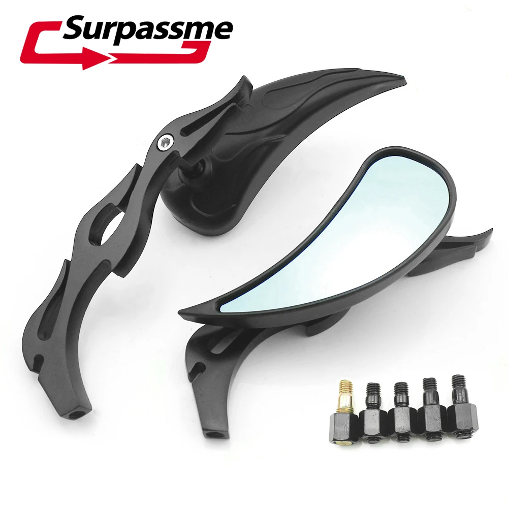 1 Pair Universal Motorcycle Rearview Mirrors With 8mm 10mm Clockwise