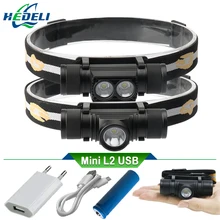 Xm l2 led farol portátil luz de cabeça usb luz branca cabeça lâmpada lanterna 18650 bateria para acampamento pesca caça