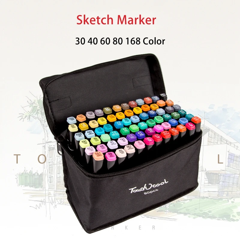 

30/40/60/80/168 Color Art Marker Set Oily Alcohol Based Sketch Markers Pen For Artist Drawing Pens Art Supplies