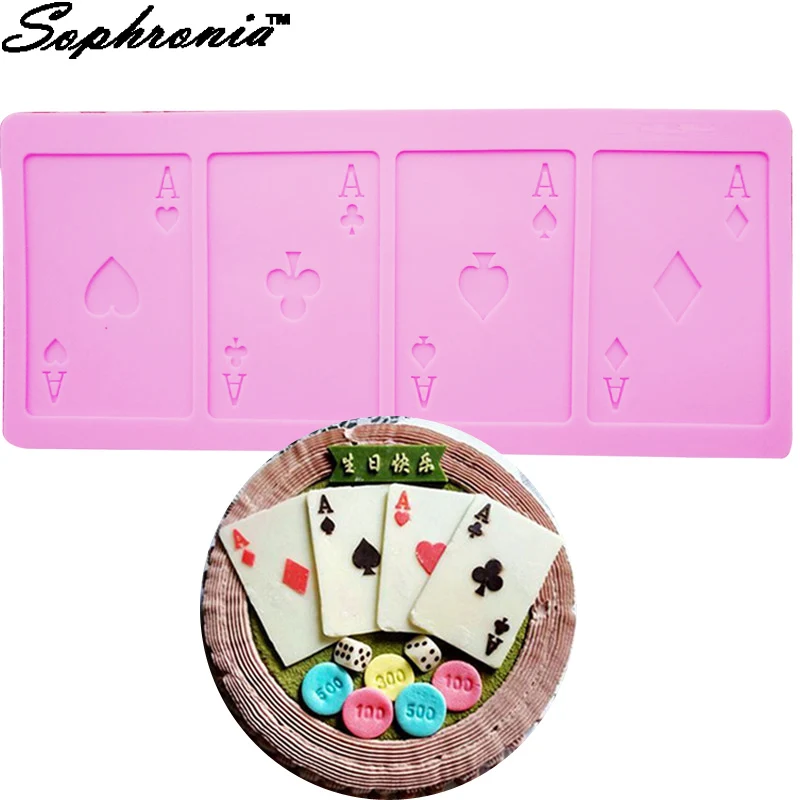 

Sophronia A Poker Cookie Chocolate Silicone Mold Playing Cards Cake Fondant Mold Kitchen Baking Tool,22.8*10*0.4cm