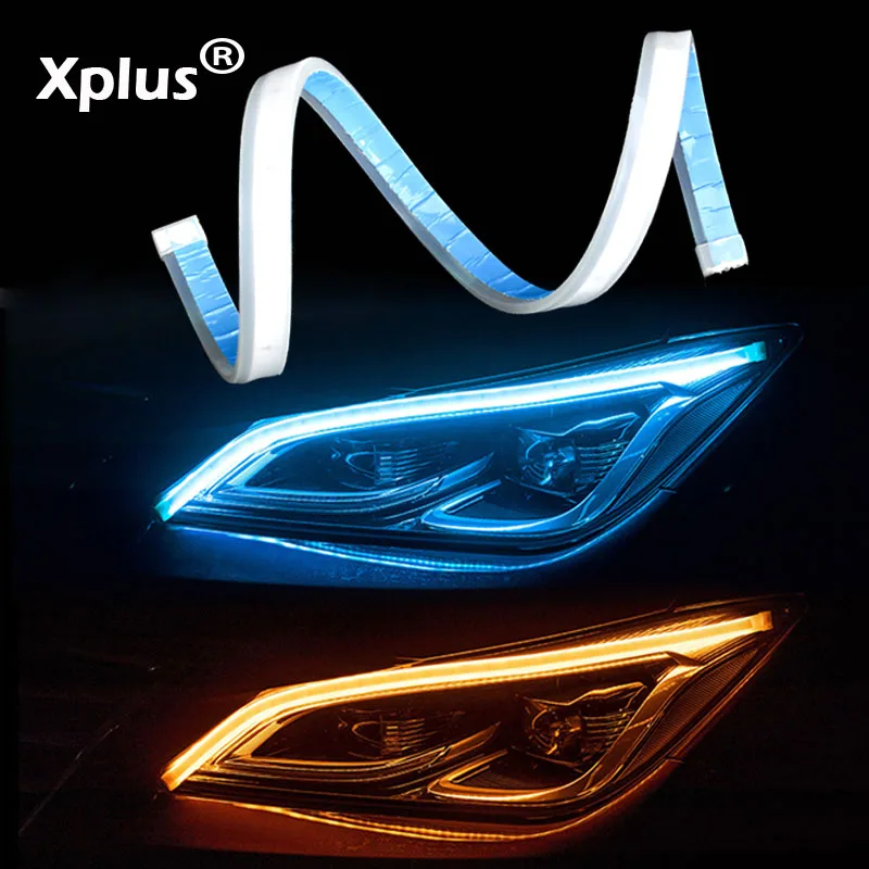 

Universal LED flexible flowing DRL white turn signal light yellow 30cm 45cm 60cm daytime running light angel eye ultra-thin