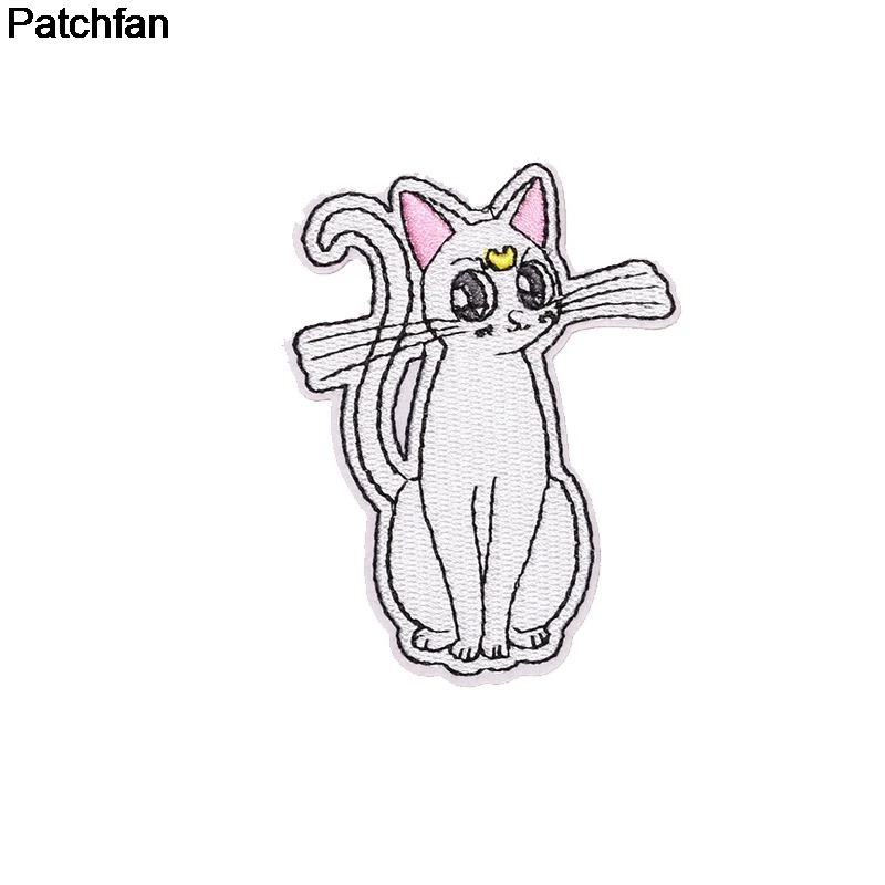 

Patchfan Sailor moon cat applique patches diy iron on shoe jeans shirt clothes accessory punk stickers embroideried badges A1931