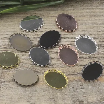 

20pcs Fit 13x18/18x25mm Drop Shape Cabochon Base Copper Blank Tray Lace Edge DIY Pendants Setting Charm Connector Accessories