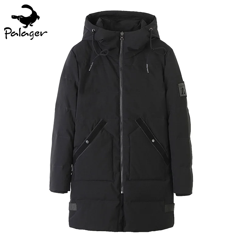 

Palager 2017 New Hooded Long Parka Coat Men Winter Warm Duck Down Jacket Slim Fit Puffer Jacket Sleeve Patch Male Windbreaker