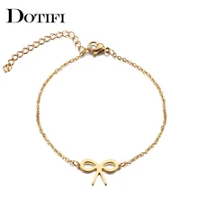 DOTIFI браслет из нержавеющей стали для женщин и мужчин с бантом золотистого и серебристого цвета Pulseira Feminina Lover's обручальные ювелирные изделия