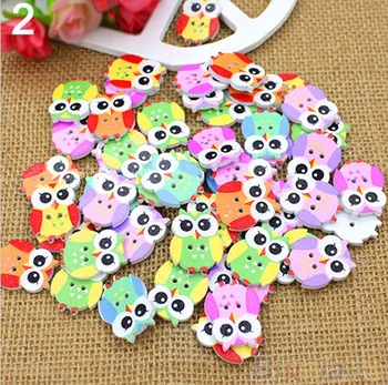 

50pcs Lovely Cartoon Animal Wood Buttons 2 Holes DIY Knopf Bouton For Kids Baby