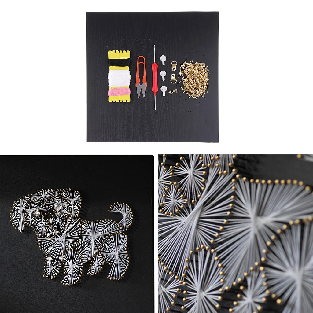 

Vintage Crafts Dog String Art Kit for Kids Children Beginners DIY Dog Pattern Painting Home Office Decoration