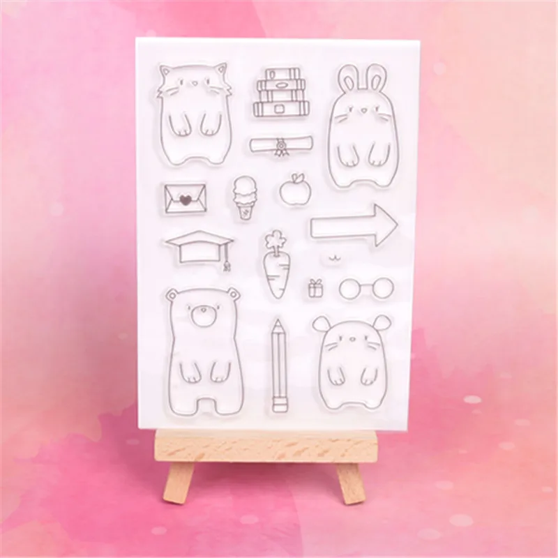 

Bear and bunny Transparent Clear Silicone Stamp/Seal for DIY scrapbooking/photo album Decorative clear stamp