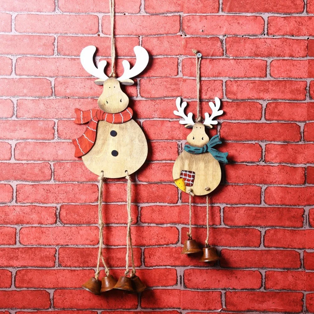 2 шт./партия, Новые Креативные Деревянные Колокольчики в форме оленя, рождественские колокольчики, деревянные вешалки в форме оленя, окна и двери
