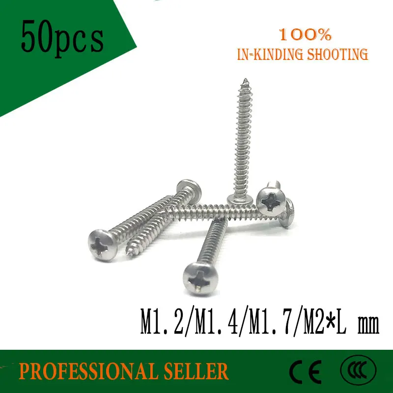 Бесплатная доставка 50 шт. M1.2/m1.4/M1.7/M2 phillips нержавеющая сталь 304 головка сковороды